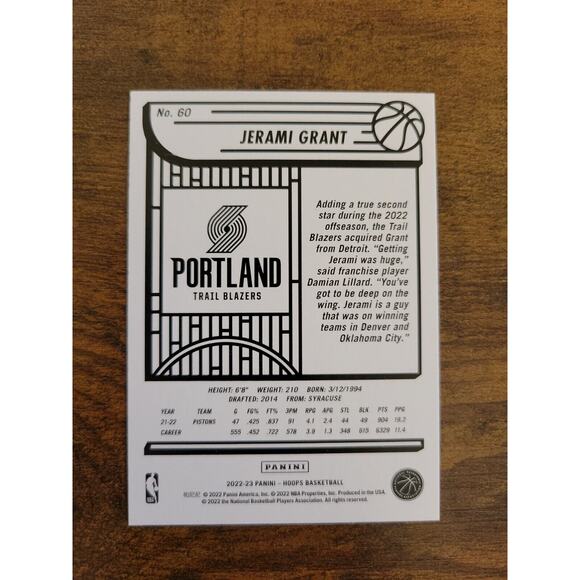 Jerami Grant 2022-2023 NBA Hoops #60 - Portland Trail Blazers - NBA - Picture 2 of 2